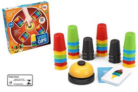 Jogo Speed Cups Pakitoys Copinhos Coloridos com Cartas Brinquedo Divertido Recreativo Infantil