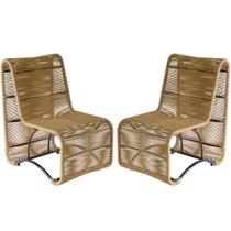 Jogo Suécia com 2 Poltronas em Corda Sintética Artesanal para Sacada, Terraço, Edícula, Pátio