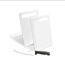 Jogo Tabua Plástica Branca Facilita + Faca 6" Branca