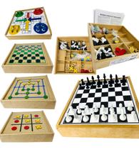 Jogo Tabuleiro 5 Em 1 Dama, Velha, Ludo, Trilha Brinquedo