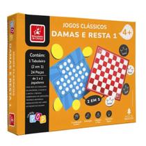 Jogo Tabuleiro Dama e Resta 1 Jogos Clássicos para a Família