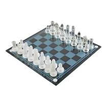 Jogo Tabuleiro De Xadrez De Vidro Luxo 20x20cm 32 Peças Jogo Tabuleiro De Xadrez De Vidro Luxo 20x20cm 32 Peças