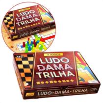 Jogo tabuleiro ludo dama e trilha 3 jogos pais e filhos ref. 2801 Jogo tabuleiro ludo dama e trilha 3 jogos pais e filhos ref. 2801