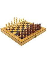Jogo Tabuleiro Xadrez Dama Gamão Peças de Madeira 3x1 34x34 - Chess Set
