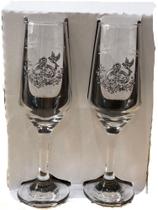 Jogo Taça Champanhe Bodas De Prata 25 Anos 2 Peças