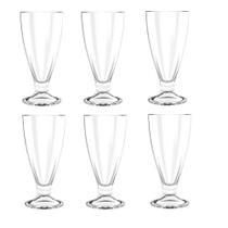 Jogo Taca Copo Vidro Suco Milk Shake Kit 6 Peças Sobremesa E