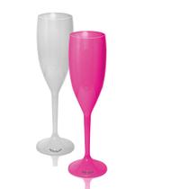 Jogo Taça De Champagne Krystalon Acrílico Branco Rosa 2 Un