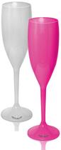 Jogo Taça De Champagne Krystalon Acrílico Branco Rosa 2 Un