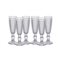 Jogo taca vidro champagne bico de jaca 6pcs x 170ml transparente