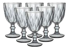 Jogo Taças 340ml Diamond Vidro 6 Peças Água Vinho Suco