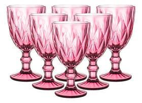 Jogo Taças 340ml Diamond Vidro 6 Peças Água Vinho Suco