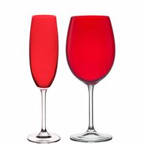 Jogo Taças Champanhe, Vinho Cristal Gastro Vermelha 12un Bohemia Jogo Taças Champanhe, Vinho Cristal Gastro Vermelha 12un Bohemia