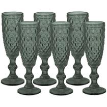 Jogo Taças de Champagne Vidro Cinza 140ml com 6 Unidades - HAUSKRAFT-TCCH-140CZ