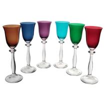 Jogo Taças de Licor Cristal Bohemia Coloridas 60ml (6 Peças)