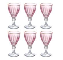 Jogo Taças de Licor Domi Rosa Filete Dourado 55 ml Hauskraft