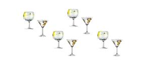 Jogo Taças Drinks 04 Dry Martini 250ml 04 Gin Tônica 600ml