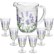 Jogo Taças E Jarra De Cristal Lavanda 7 Peças - Lyor
