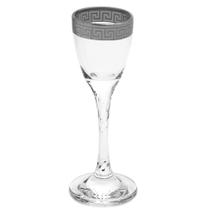 Jogo Taças Licor Cristal Italiano Filetes Borda Grego Prata Jogo Taças Licor Cristal Italiano Filetes Borda Grego Prata