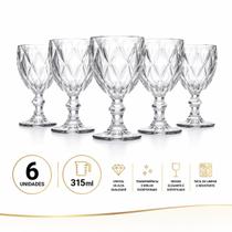 Jogo Taças Transparentes 315 ml 6 Unidades Cristal Suco Agua Vidro Transparência Impecável diamante