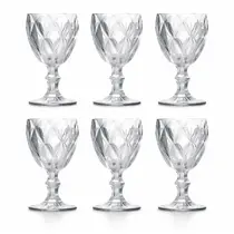 Jogo Taças Transparentes 6 Unidades Cristal Suco Agua Vidro Elegante Brilho