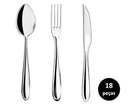 Jogo Talhares de Mesa Inox Prime Lagoa 18 Peças Garfo, Colher e Faca Churrasco - Yazi Jogo Talhares de Mesa Inox Prime Lagoa 18 Peças Garfo, Colher e Faca Churrasco - Yazi