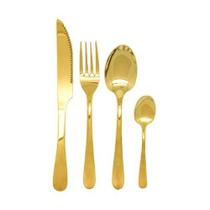 Jogo talher 24pc De Aço Inox Positano Dourado Gold Lyor