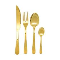Jogo talher 24pc De Aço Inox Positano Dourado Gold Lyor