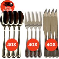 Jogo Talher Kit Garfo Colher Faca Refeição Jantar Churrasco Inox Premium Cozinha Buffet Restaurante