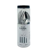 Jogo Talheres 16 Peças Aço Inox Cabo Preto Refeição Completa Elegante Confortável Cozinha Moderna Portátil Lavável Presenteável
