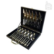 Jogo Talheres 24 Peças Faqueiro Inox Premium Luxo Com Maleta