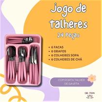 Jogo Talheres Completo 24 Pçs Inox Com Organizador P/ Gaveta