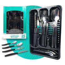 Jogo Talheres Completo Garfo Faca Colher Chá Escorredor Inox