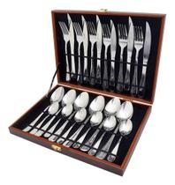 Jogo Talheres Conjunto Faqueiro 24 Pçs Aço Inox Liso Cozinha Jogo Talheres Conjunto Faqueiro 24 Pçs Aço Inox Liso Cozinha