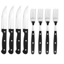 Jogo Talheres De Churrasco Jumbo 8 peças 4 Garfos 4 Facas