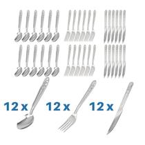 Jogo Talheres De Mesa Aço Inox 36 Peças Garfo Faca Colher Jogo Talheres De Mesa Aço Inox 36 Peças Garfo Faca Colher