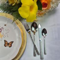 Jogo Talheres Faqueiro 24 Peças Aço Inox Polido Detalhe Floral Finesse Bloom Jogo Talheres Faqueiro 24 Peças Aço Inox Polido Detalhe Floral Finesse Bloom