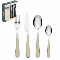 Jogo Talheres Faqueiro Aço Inox Mesa Posta Luxo Elegante 24 Pçs Premium Curacao Tuut