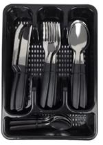 jogo talheres faqueiro inox preto 25 peças