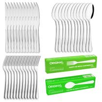 Jogo Talheres Garfo Faca e Colher de Mesa 36pçs Continental Buffet Restaurante Padaria Faqueiro em Aço inox