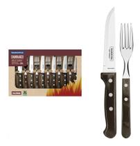 Jogo Talheres Jumbo Churrasco Inox Castanho 12 Peças