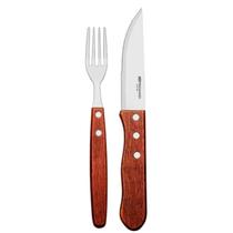 Jogo Talheres para Churrasco em Aço Inox Cabo Madeira 12pç Dynasty