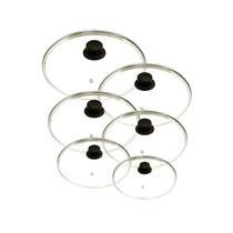 Jogo Tampas de Vidro Avulsa 12, 14, 16, 20, 24 e 30cm Puxador Preto
