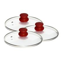 Jogo Tampas de Vidro Avulsa 18, 20, 22 cm Pomel Vermelho