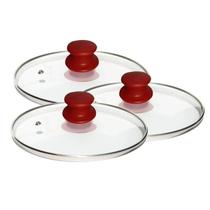 Jogo Tampas de Vidro Avulsa 18, 24, 26cm Pomel Vermelho