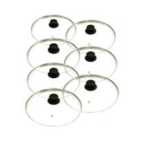 Jogo Tampas de Vidro Temperado 12, 14, 16 e 18cm Pomel Preto