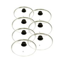 Jogo Tampas de Vidro Temperado 12, 14, 16 e 18cm Puxador Preto