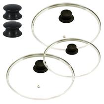 Jogo Tampas Vidro Avulsas Panelas: 22, 24 e 28cm + 2 Puxadores