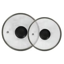 Jogo Tampas Vidro Temperado Resistente Com Puxador Preto 2 Tamanhos