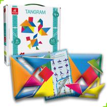 Jogo Tangram de Madeira com 14 Peças 65 Desafios de Formas Geométricas