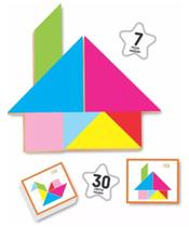 Jogo Tangram Quebra-cabeça Clássico Geométrico Infantil Didático Tabuleiro em Madeira